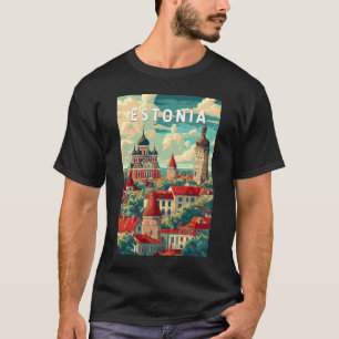 Estlands illustration Travel Art-Vintage T Shirt