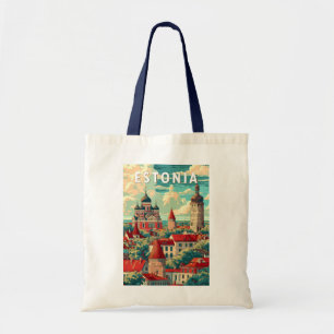 Estlands illustration Travel Art-Vintage Tygkasse