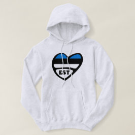 Estlands Land Code Flagga Heart, EST Hoodie