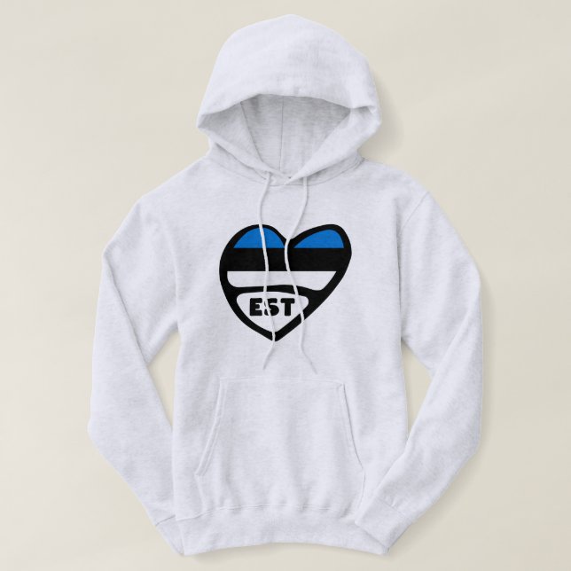 Estlands Land Code Flagga Heart, EST Hoodie (Design framsida)