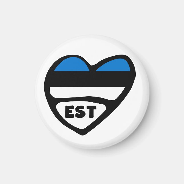 Estlands Land Code Flagga Heart, EST Magnet (Framsidan)