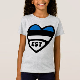 Estlands Land Code Flagga Heart, EST T Shirt