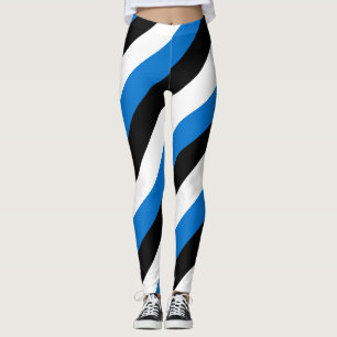 Estlands nationella Flagga Färg diagonal strimlad Leggings