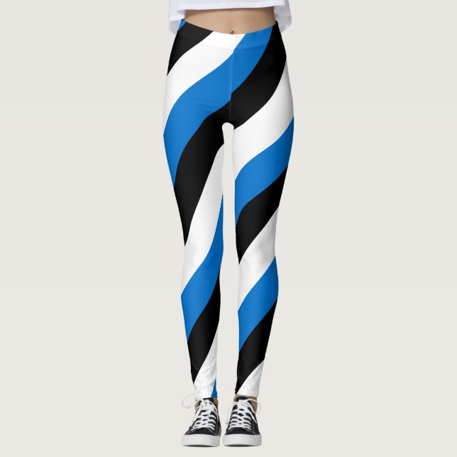 Estlands nationella Flagga Färg diagonal strimlad Leggings (Framsida)