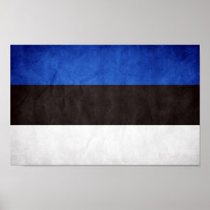 Estlands nationella Flagga Poster