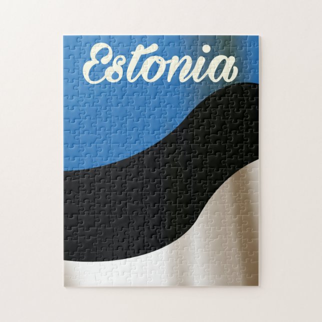 Estlands nationella flagga - reseaffisch pussel (Vertikal)