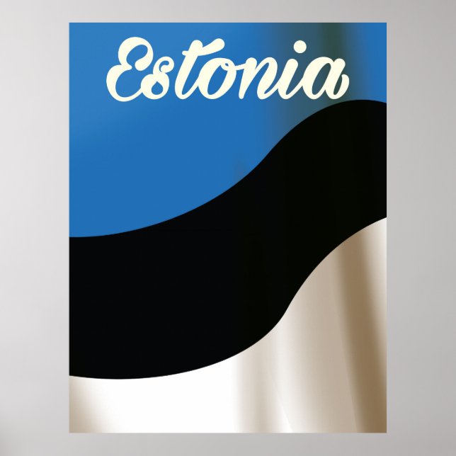 Estlands nationella flagga reseposter poster (Framsidan)