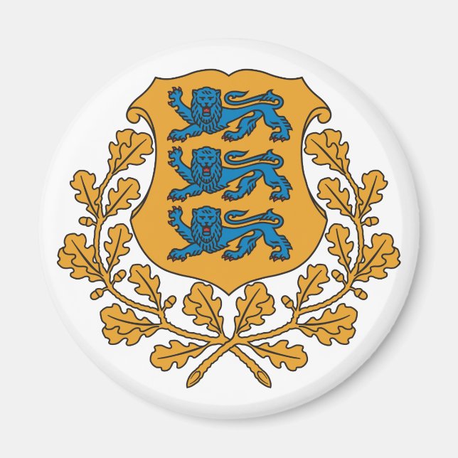 Estlands Officiell Jackar Arm Heraldry Symbol Magnet (Framsidan)