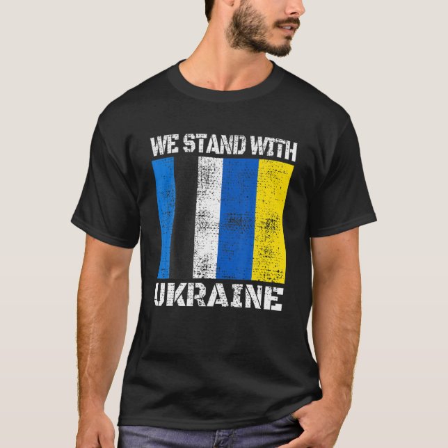 Estlands stöd ukrainsk Vi står med Ukraina e T Shirt (Framsida)