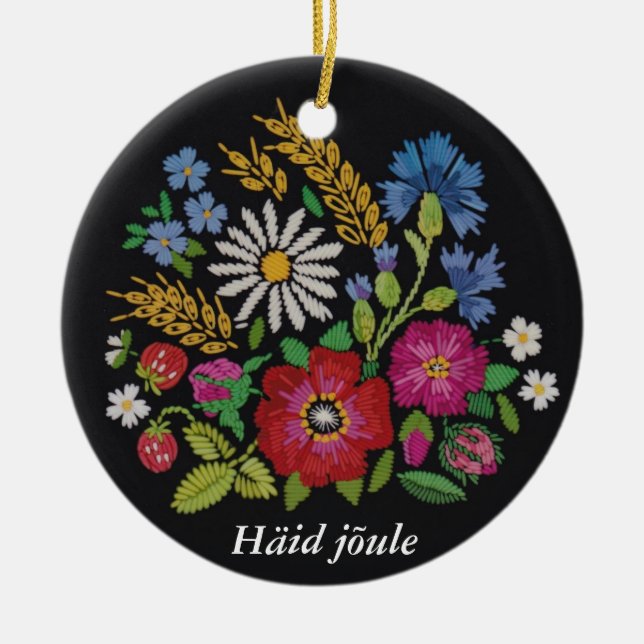 Estländsk  julprydnad - inspirerade Muhu Julgransprydnad Keramik (Framsidan)