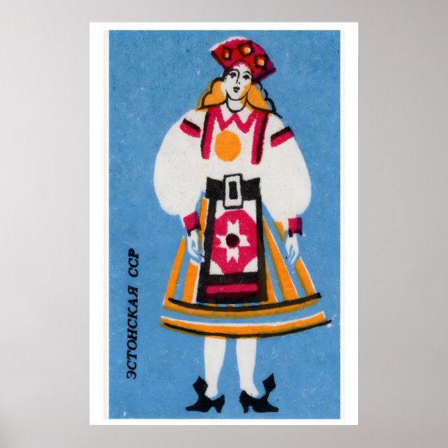 Estnisk Kvinna - Tändsticksasktryck - Estetisk Väg Poster (Framsidan)