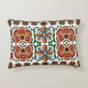 Estniska antique folkart design med blommor prydnadskudde
