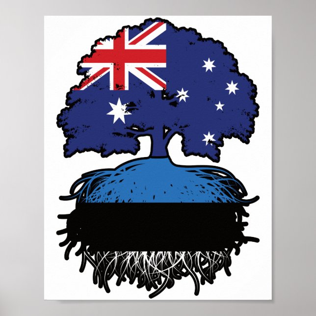 Estniska australiska Australiens Träd Roots Poster (Framsidan)