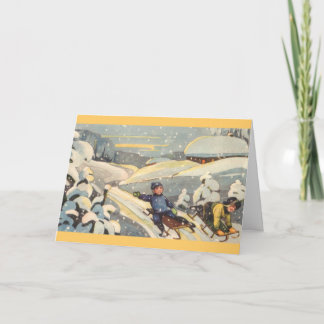 Estniska barn på slädar helgkort