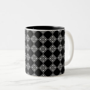 Estniska Black and White Knitting Mönster Två-Tonad Mugg
