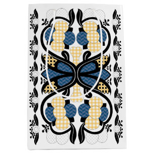 Estniska blommigten blue and gult folk art