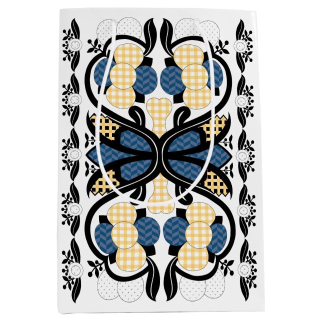 Estniska blommigten blue and gult folk art (Framsidan)