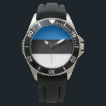 Estniska Flagga Armbandsur<br><div class="desc">Detta projekt är utmärkande för Estlands flagga (officiellt Republiken Estland), som är ett land vid östran kusten i Östersjön i norra Europa. Den gränsar norrut vid Finlands Bukt från Finland tvärs från Finland, till Östersjöns väster från Sverige, till söder från Lettland och till öster från Sjö Peipus och Ryssland. Estlands...</div>