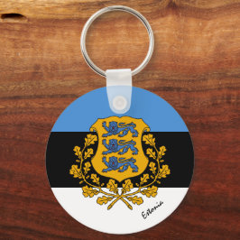 Estniska flagga, emblem och Estlands helgdag/sport Nyckelring