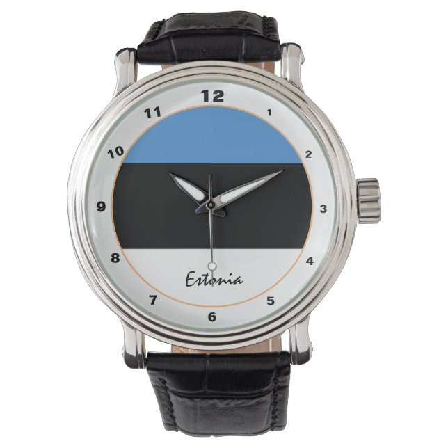 Estniska Flagga & Estlands trendig mode /design Armbandsur (Framsida)