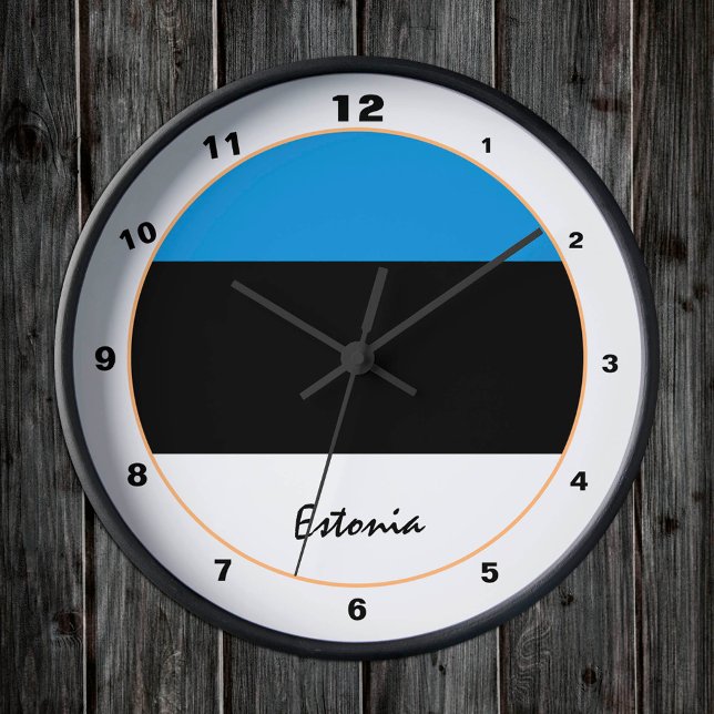 Estniska Flagga & Estlands trendig mode /design Rund Klocka (Skapare uppladdad)