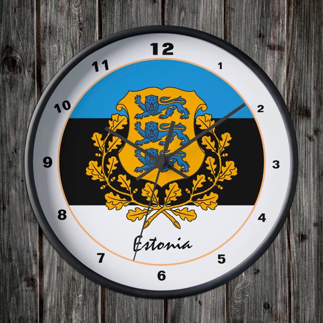 Estniska Flagga & Estlands trendig mode /design Rund Klocka (Skapare uppladdad)