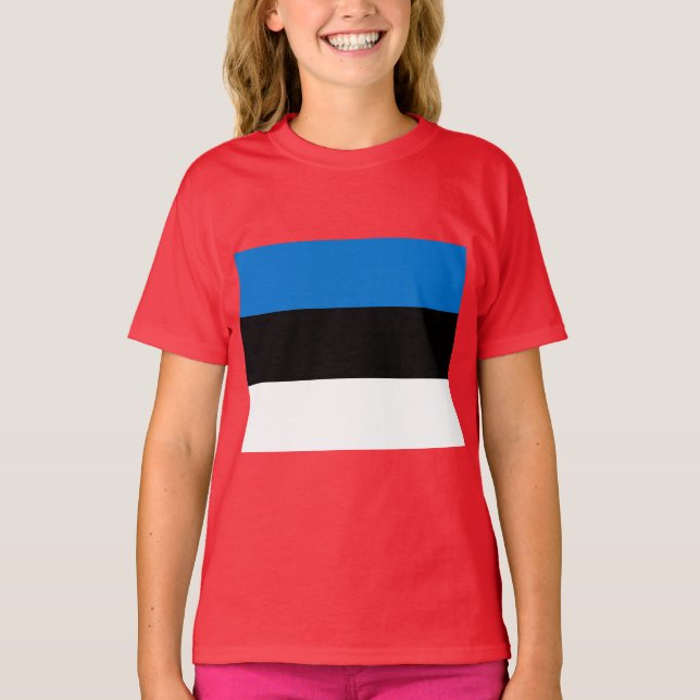 Estniska Flagga T Shirt (Framsida)