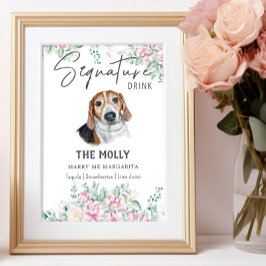 Estniska Hound Hund Namnteckning Drink-tecken Poster