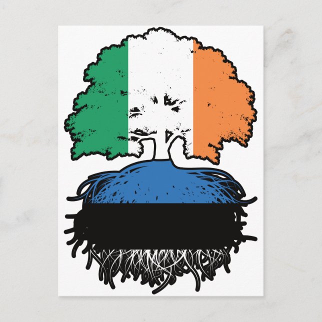 Estniska iriska Irland Träd Roots Flagga Vykort (Framsida)