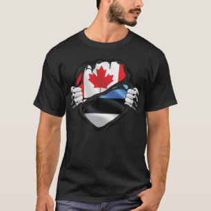 Estniska kanadensiska Händer ripping Roots Flagga T Shirt