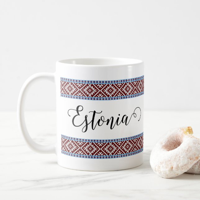 Estniska Plocka-up 2 Woven Bälte Mönster Kaffemugg (Med munk)
