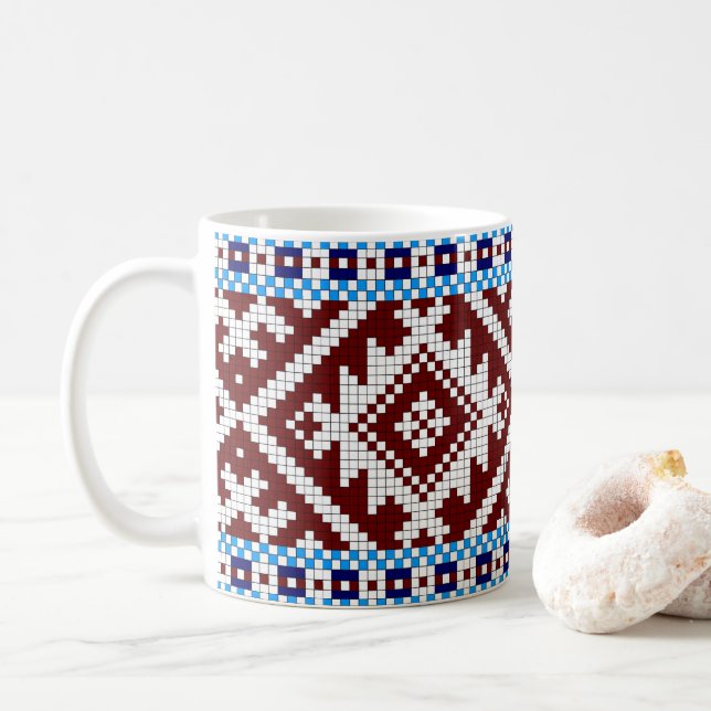 Estniska Plocka-up-woven Bälte Mönster Kaffemugg (Med munk)