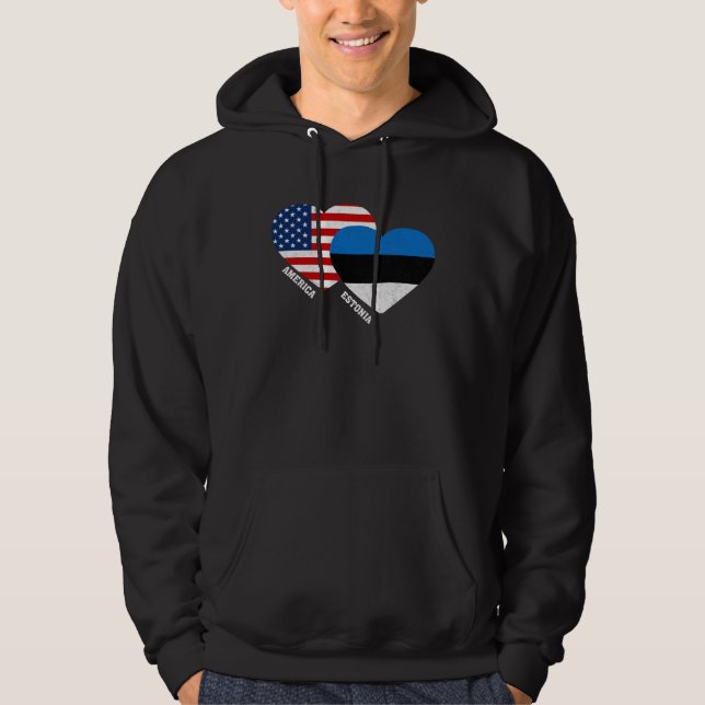Estonia Flag  Estonian American Pride Vintage Hoodie (Framsida)