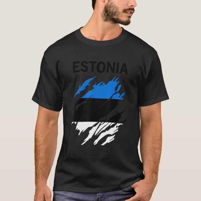 Estonia Flag T Shirt (Framsida)
