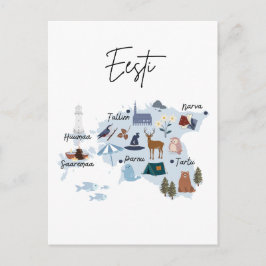 Estonia travel map vykort