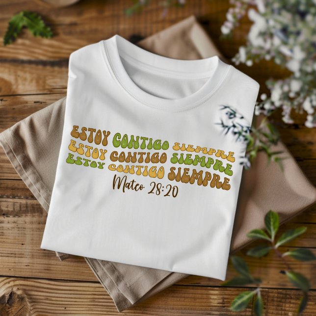 Estoy Contigo Siempre Distress Christian Spanska T Shirt (Skapare uppladdad)