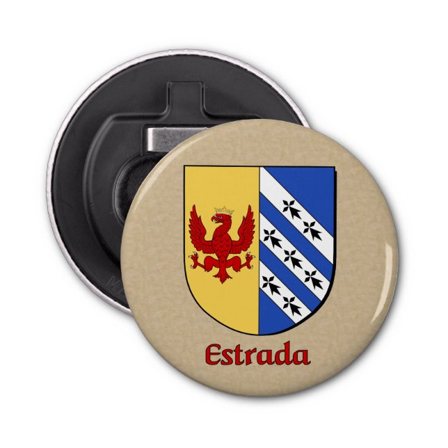 Estrada Heraldic Arm on Parchment Stil Back Flasköppnare (Framsidan)