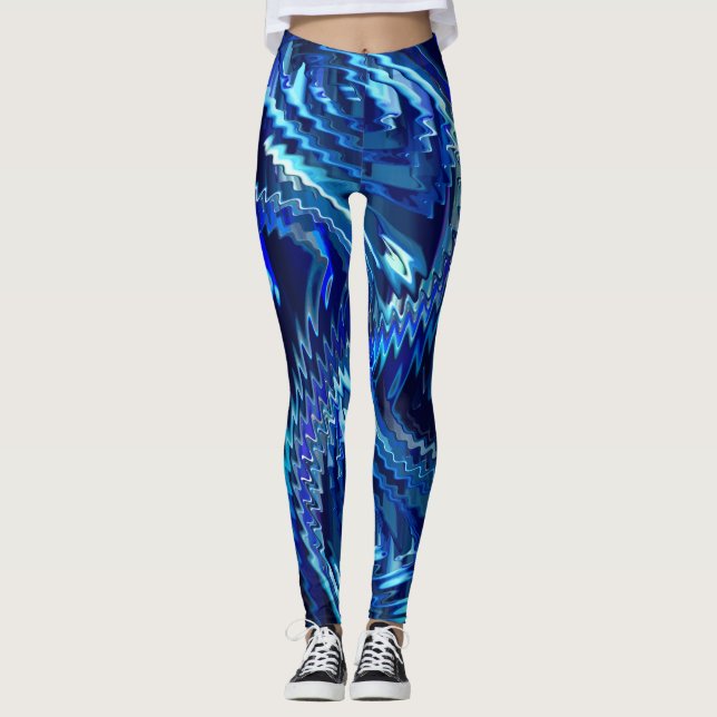 Estrela azul ondulada com traçados em ziguezague leggings (Framsida)