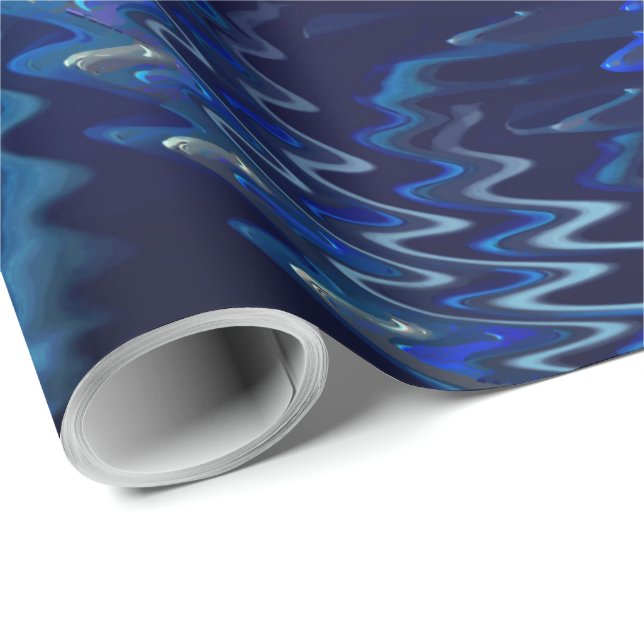 Estrela azul ondulada com traçados em ziguezague presentpapper (Rullad Hörn)