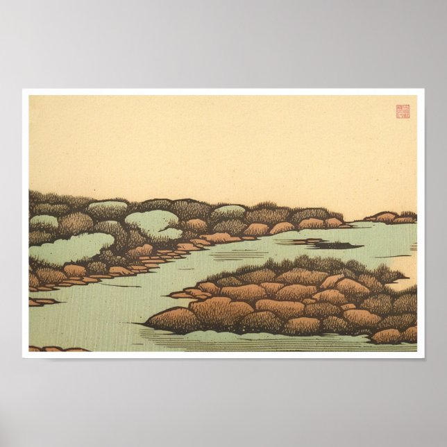 Estuary - Woodblock Art Print Poster (Framsidan)
