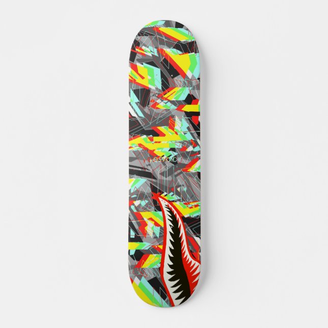 Esvoir Trippy Camo haj Mini Skateboard Bräda 18,7 Cm (Framsida)
