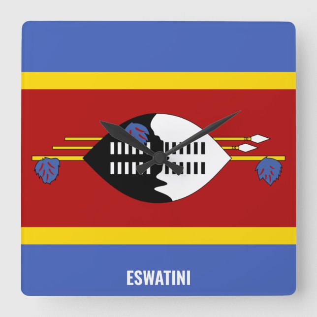 Eswatini Flagga Dazzling Patriotic Fyrkantig Klocka (Framsida)