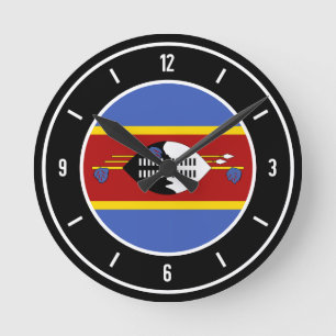 Eswatini Flagga Elegant Rund Klocka