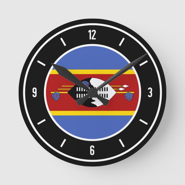 Eswatini Flagga Elegant Rund Klocka (Framsida)