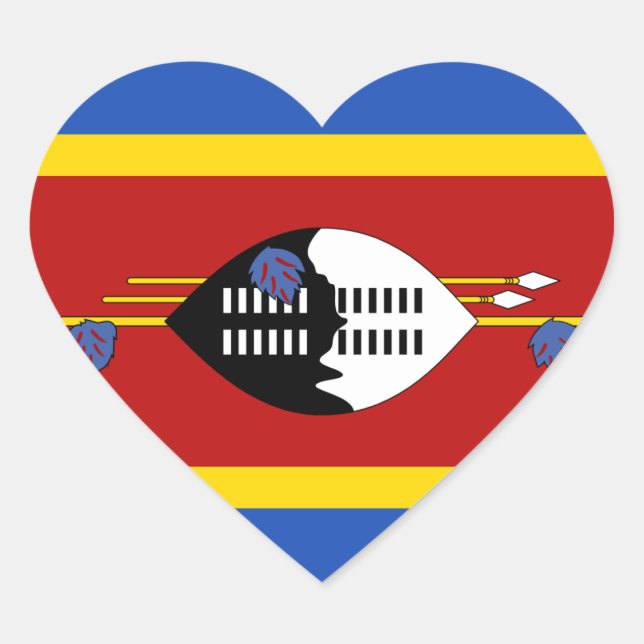 Eswatini Flagga Hjärta Klistermärke (Framsida)