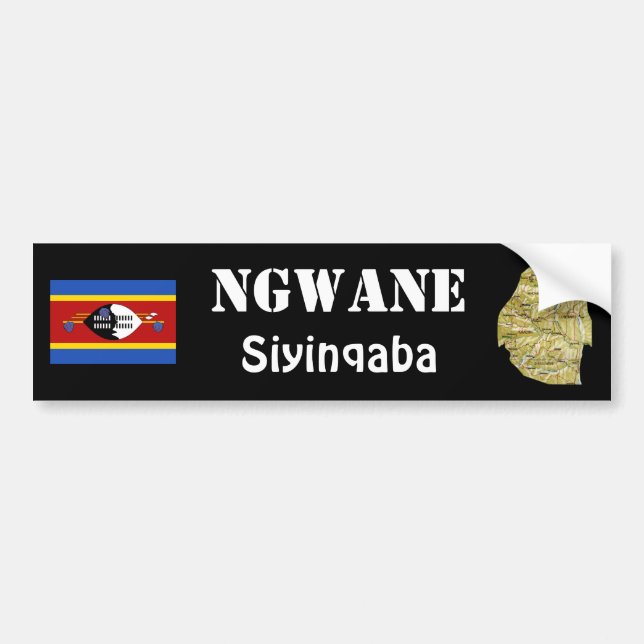 Eswatini Flagga + Karta Bumper Sticker Bildekal (Framsidan)