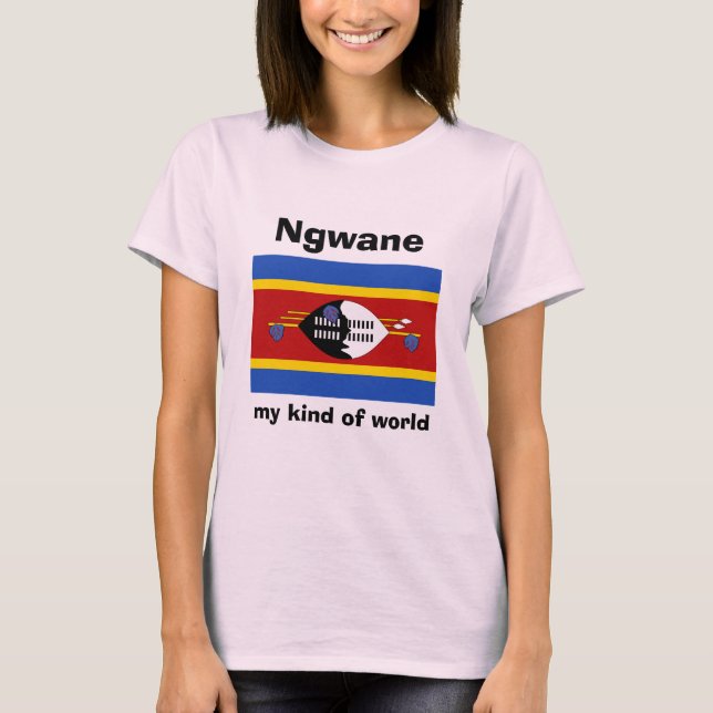 Eswatini Flagga + Karta + Text T-Shirt (Framsida)