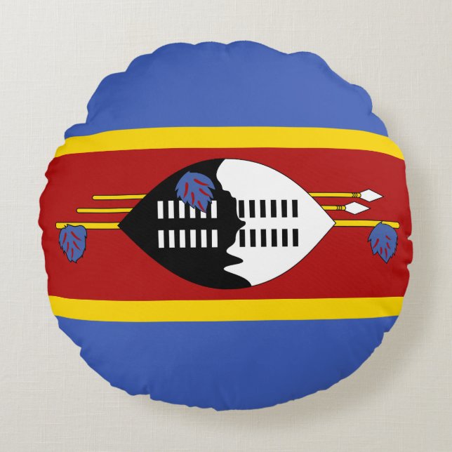 Eswatini Flagga Rund Kudde (Framsidan)