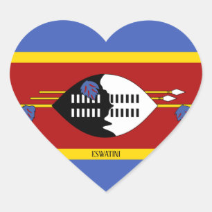 Eswatini Flagga Splendid Patriotic Hjärtformat Klistermärke