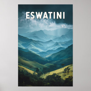 Eswatini Illustration Resa Konst Vintage Poster